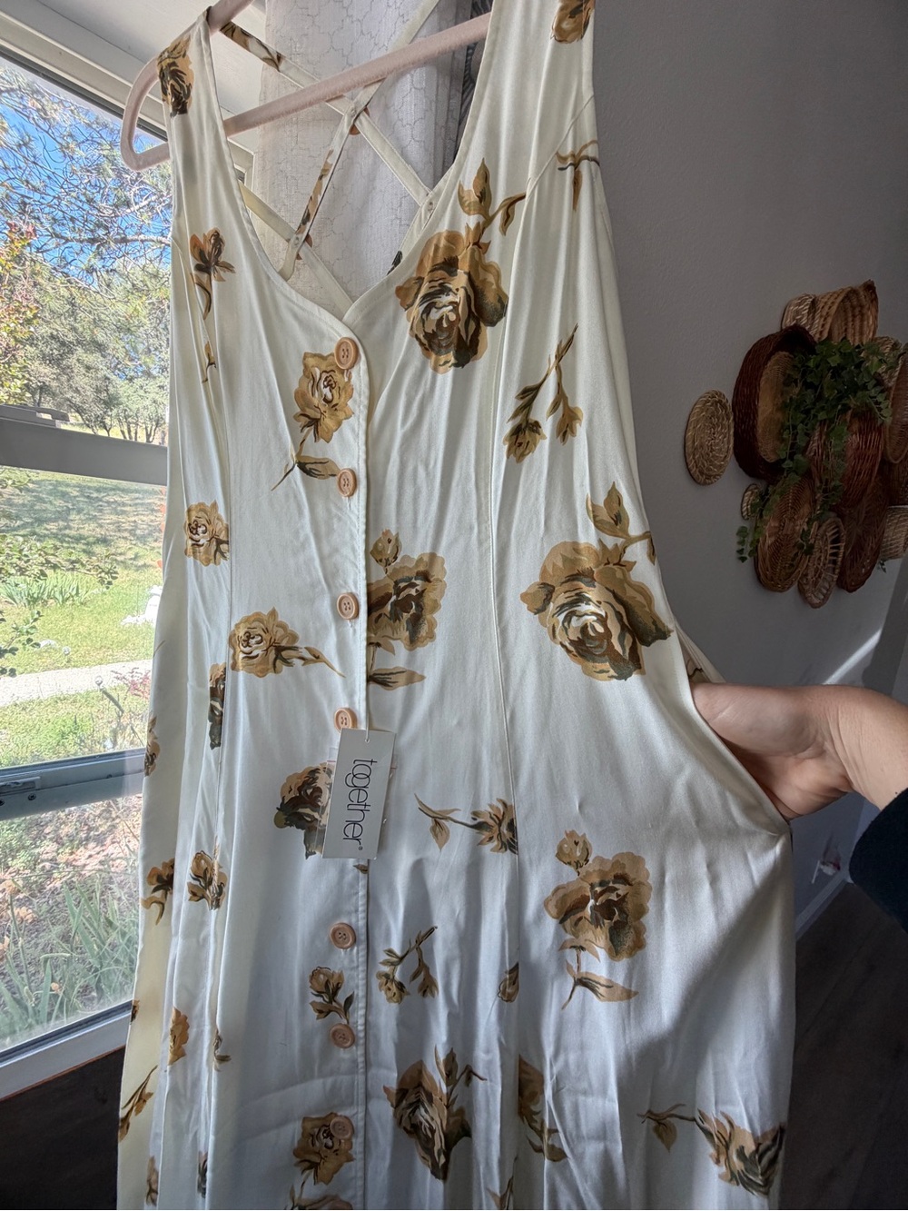 Together Cream Floral Button-Front Sundress - Picture 2 of 5
